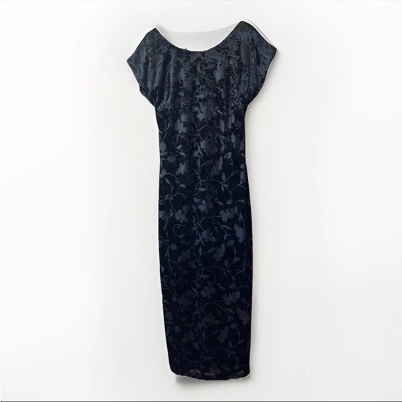 Vtg Burn-out Velvet Gothic Vamp Dark floral Romantic HOCO event Wednesday Addams - Picture 1 of 8